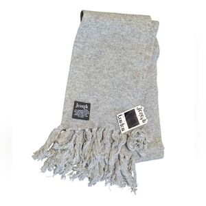 Joseph London Light Gray Fringed Scarf Lambswool